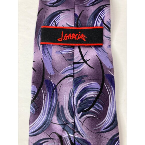 Jerry Garcia 100% Silk Purple & Black Swirl Pattern Mens Tie Psychedelic - Picture 3 of 4